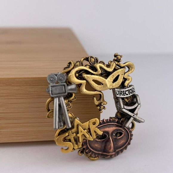 VTG Art Deco Theatre Brooch in Mixed Metal - Picture 2 of 8